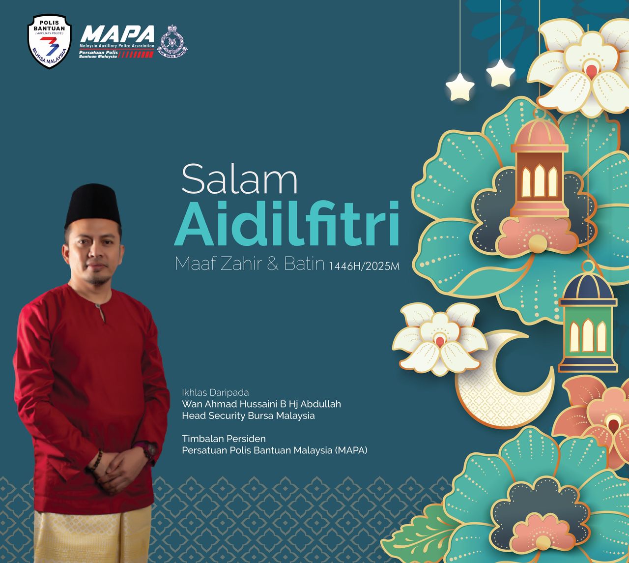 PERUTUSAN HARI RAYA AIDILFITRI TAHUN 1446H/2025M TIMBALAN PRESIDEN PERSATUAN POLIS BANTUAN MALAYSIA